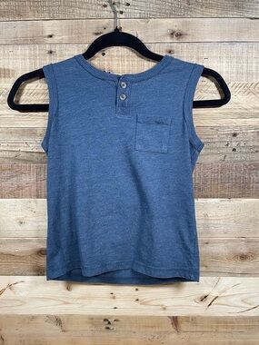 Cherokee Blue Boys (5T) Tank Top Cotton Solid Sleeveless Casual Button Tee Shirt